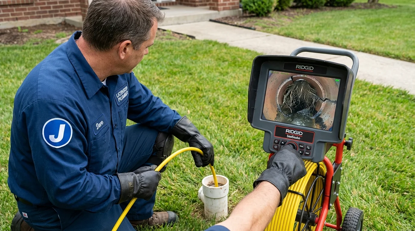 Sewer camera inspection being performed by Johns Plumbing LLC in Fort Lee